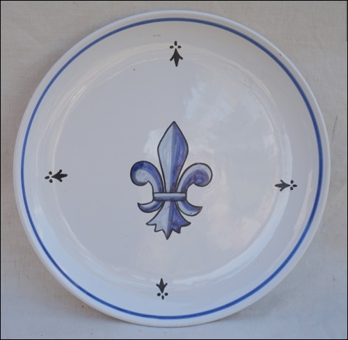 HB QUIMPER Fleur de Lis Lily Flower Plate A Breton French Faience