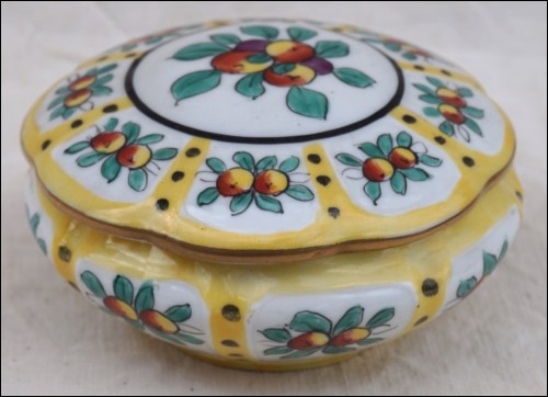 LIMOGES Trinket Candy Box Gilt Flowered Porcelain Signed