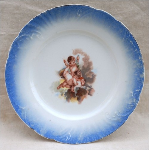 Limoges Porcelain 3 Cherub Putti Decorative Plate Transferware 1910