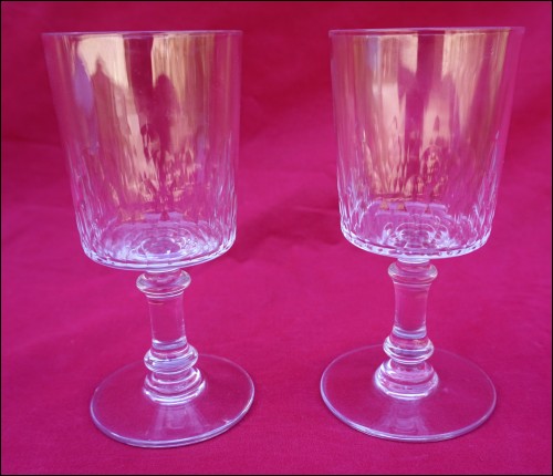 BACCARAT Champigny model 2 Wine Glasses Cut Crystal Stemware 1910's