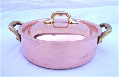 Tined Copper  Lidded Cocotte Stewpan Ø 7