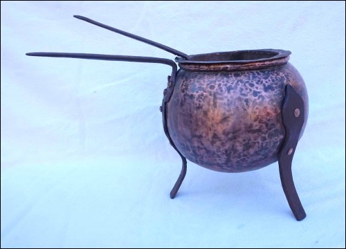 Copper Large Glue Pot Double Boiler Wrought Iron Early 19th C