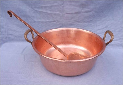 Copper Cookware Jam Pan Basin Skimmer Preserve Candy Apple Butter