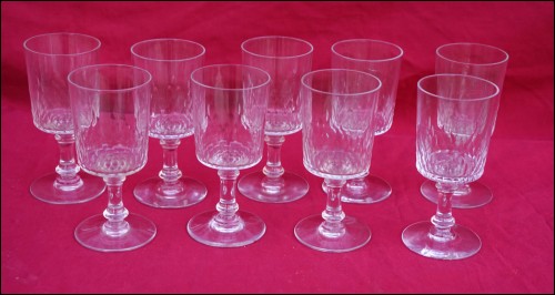 BACCARAT Champigny Cut Cristal 9 Water Wine Glasses Set