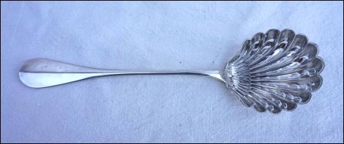 Sterling Silver Sugar Sifter Serving Spoon Mono OD Late 19th C 