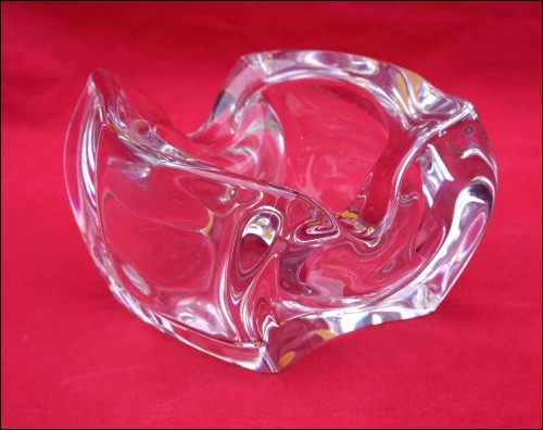 Art Glass Bayel Vintage Blown Clear Crystal Ashtray Signed Boxed