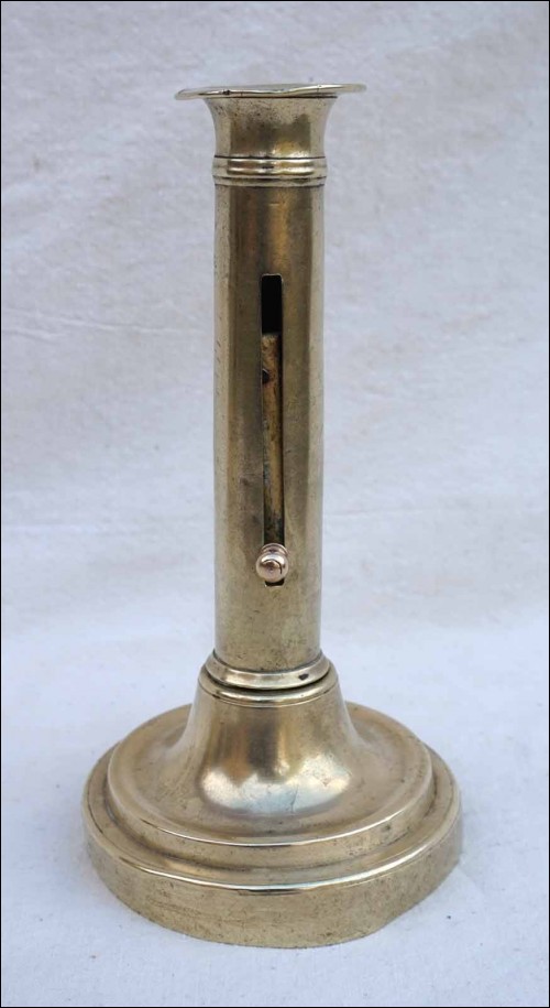 Brass Column Slide Push Up Candle Holder 19th C