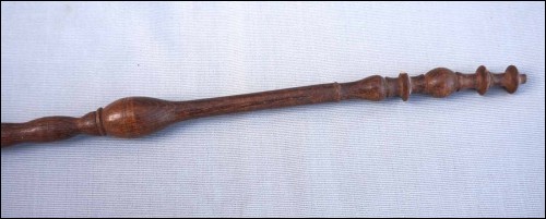 Antique Primitive French Turned Wood Distaff for Hand Spinning Folk Art