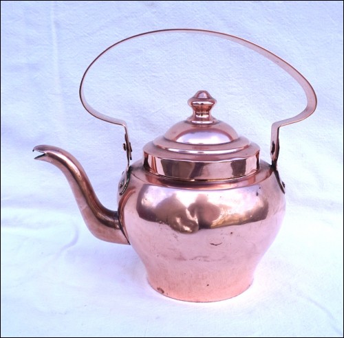 Tin Lined Copper Lidded Kettle 1Qt Numbered Antique 1900 