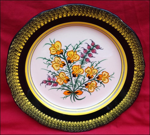 Vintage HENRIOT QUIMPER French Hand Painted Faience Plate Heath Flowers 1950's