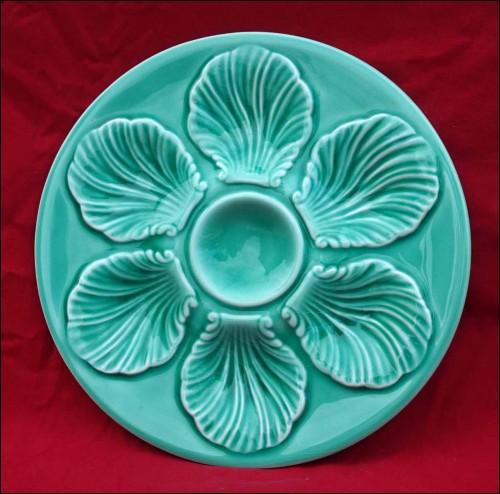 Oyster Plate Celadon Proceram French Faience 1950's