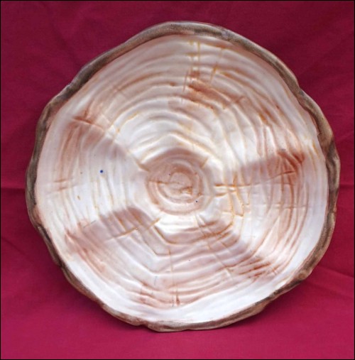 Oyster Plate Trompe L'Oeil Faux Bois Claude Tessier Villenauxe