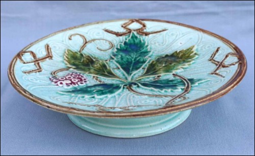 ONNAING Compote Footed Dish Strawberry French Majolica 1880