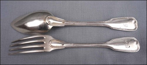 Sterling Silver Child's Set Fork Spoon Mono GU Filet 96gr