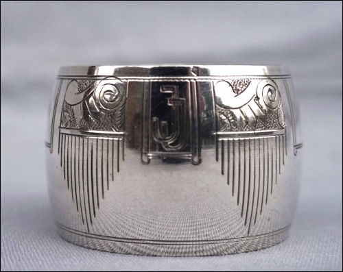 Art Deco Sterling Silver  Napkin Ring Flowers JJ Mono 28gr