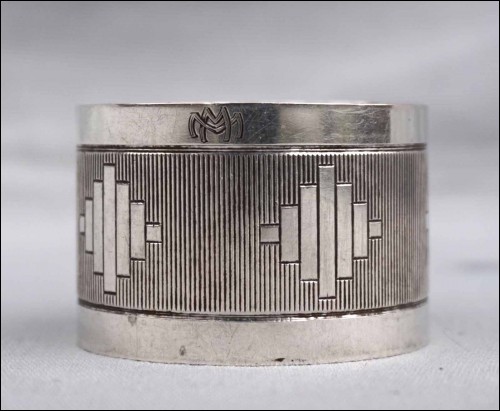 Art Deco Sterling Silver Napkin Ring Mono MM