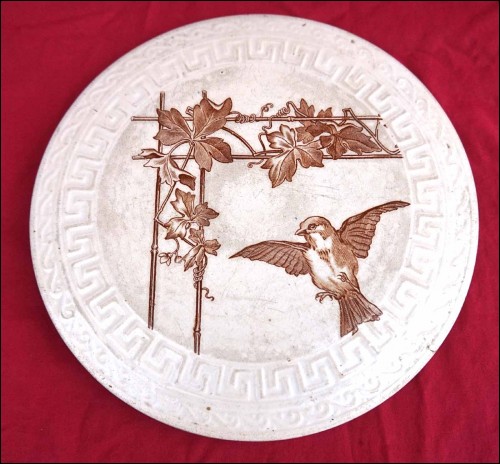 HB Choisy le Roi French Faience Trivet Bird Titmouse Table Mat