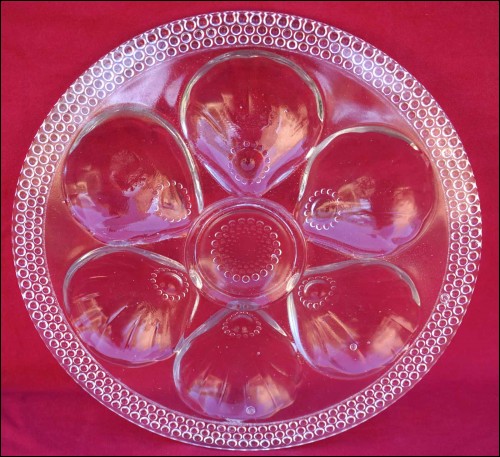 Art Deco Pressed Glass Oyster Plate 1930