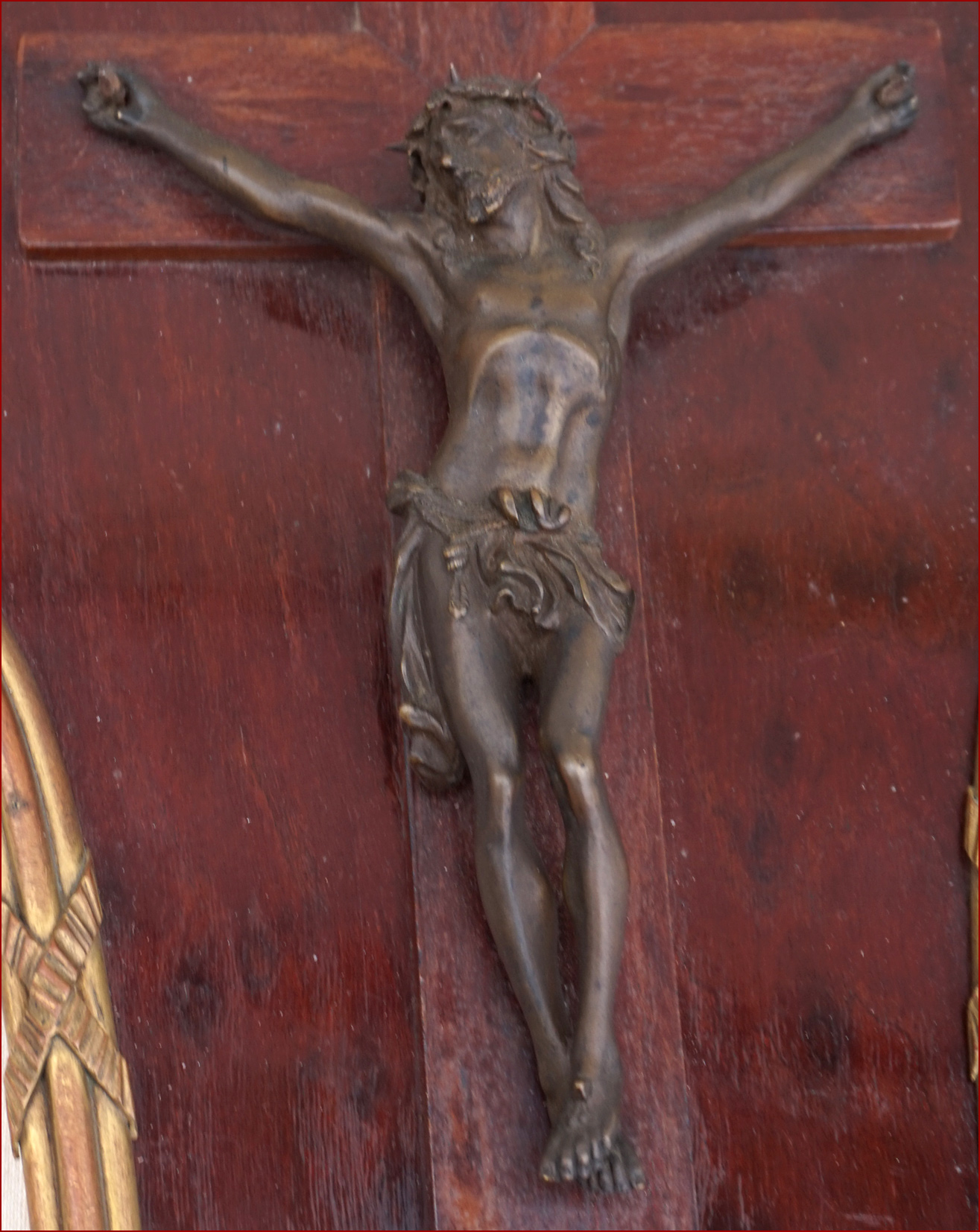 French Christ Solid Engraved Bronze Mahogany Crucifix Gilt Bronze ...