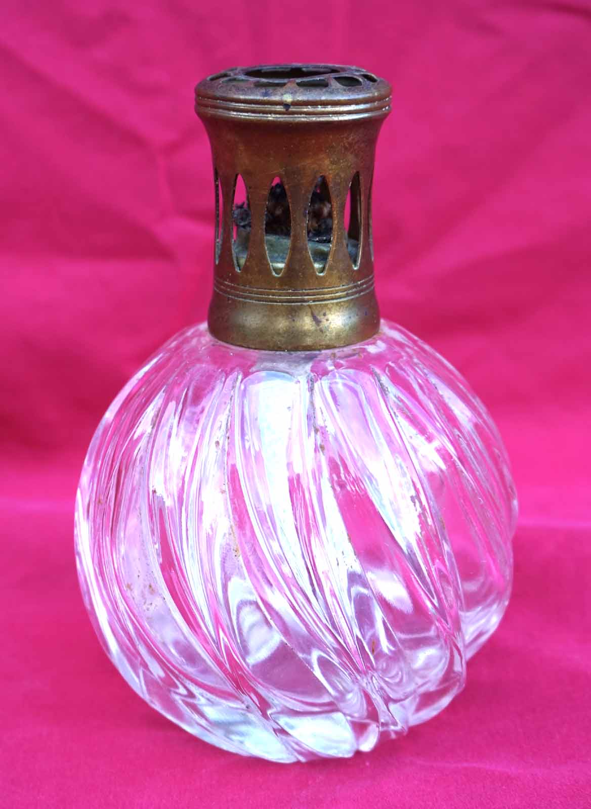 Vintage Berger Lamp Paris Swirl Clear Glass Fragrance Catalytic Oil
