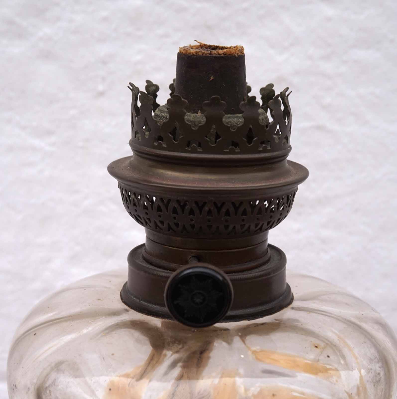 French Coral Hand Painted Porcelain Kerosene Oil Lamp Ehrich Graetz